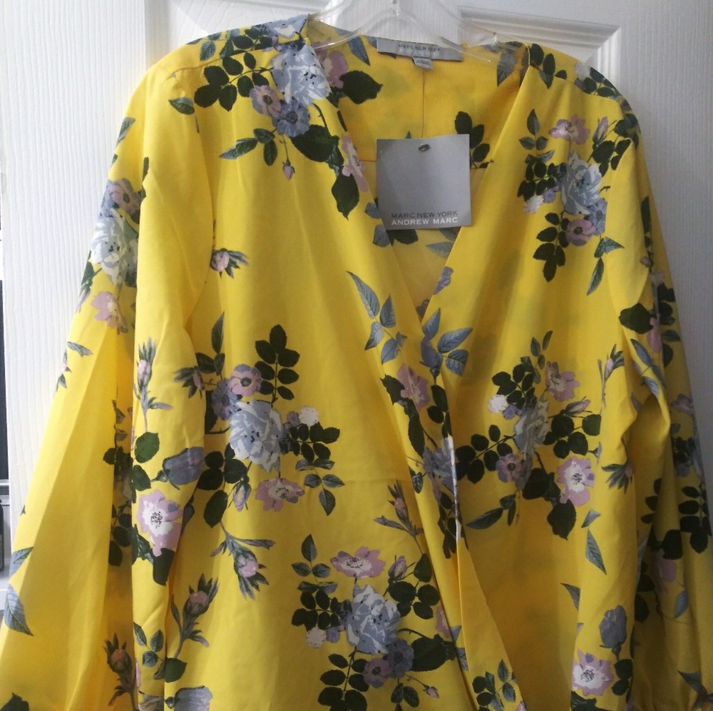 Andrew Marc Floral Crossover Top